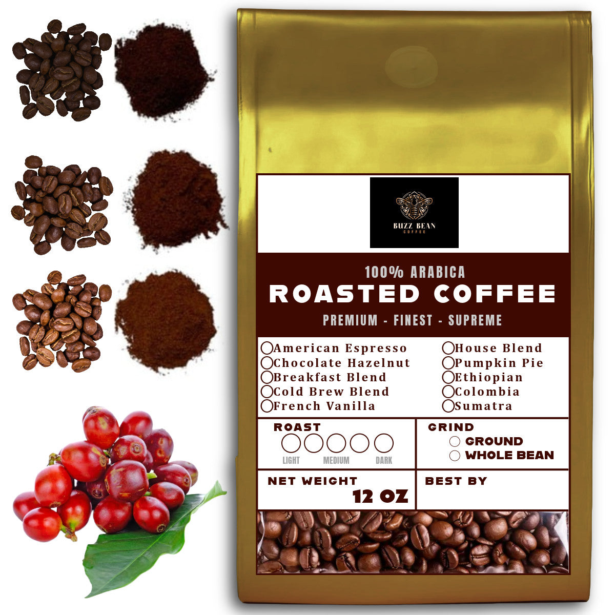 12 oz Organic Coffee — Flavored & Non-Flavored